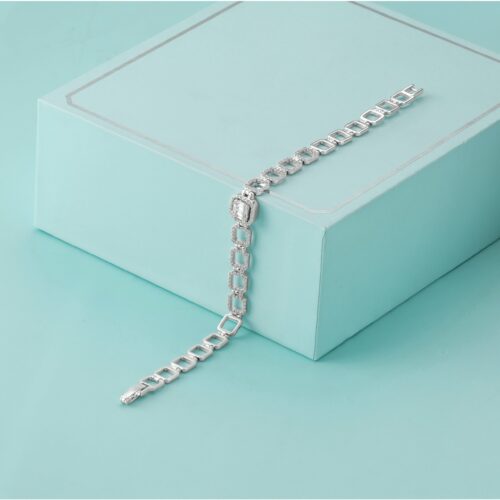 Diamond Encrusted Square Link Bracelet
