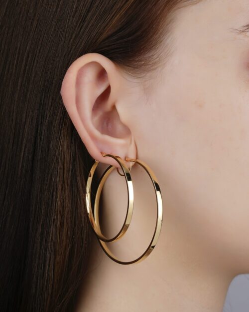 Large White Gold Pointed Hoop Earrings