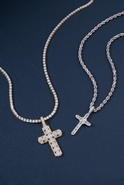 White Gold Diamond Cross Necklace
